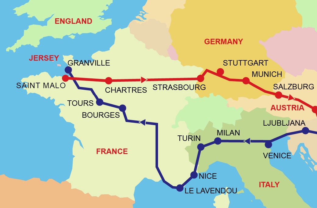 Italy, France & Home Map